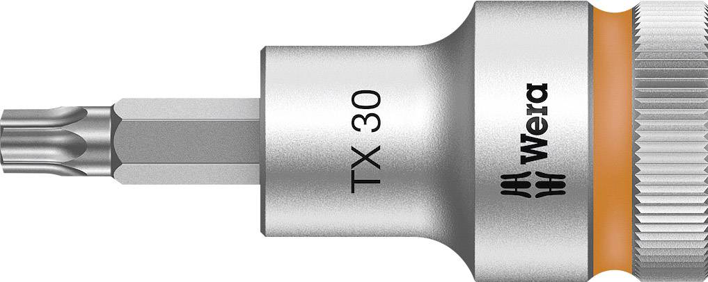 Schraubendreher-Bit von Wera, Typ TX 30, aus Metall mit orangem Ring.
