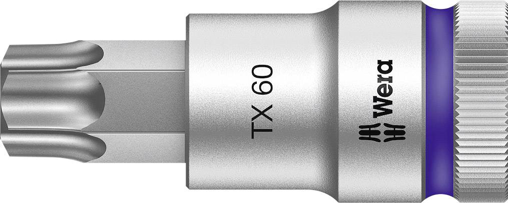 A Torx bit TX 60 from Wera, made of metal, with a blue ring for identification.