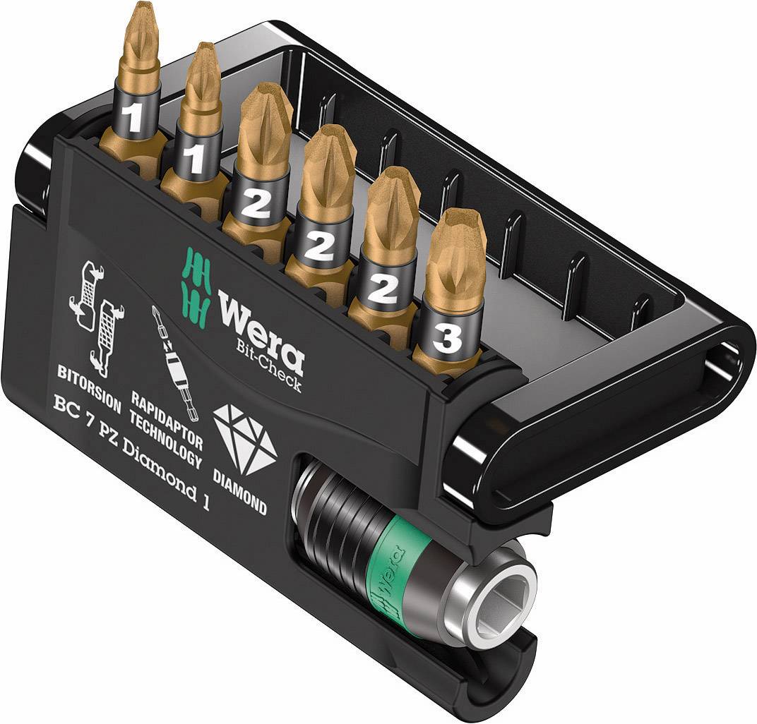 Wera Bit-Check 7 PZ Diamond 1 05057412001 Bit set 7-piece Pozidriv BiTorsion