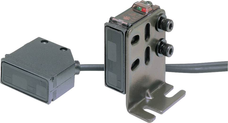 A rectangular sensor with a black casing, mounted on a bracket, connected with a cable.Note: The translation is already in British English, so no specific changes were required.