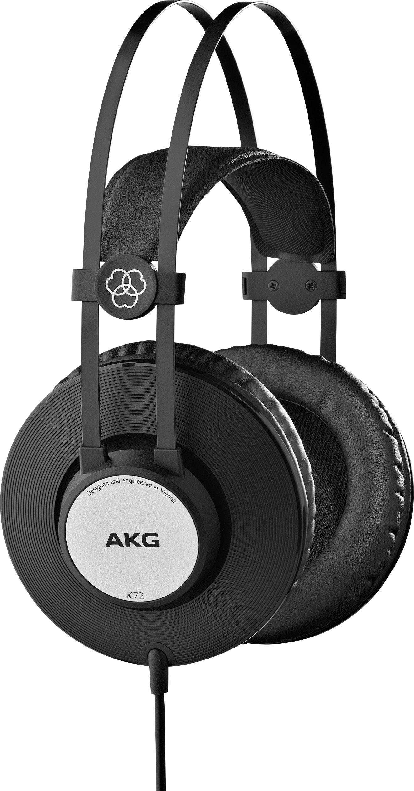 Black over-ear headphones with silver accents and AKG logo on the ear cups, suitable for music and audio playback.