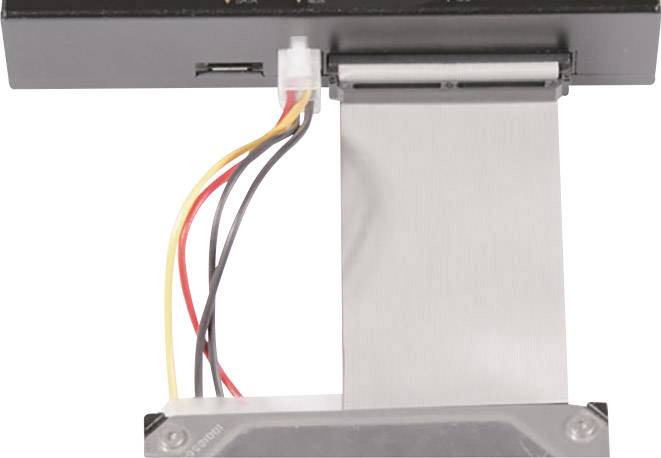 A floppy disk drive with visible cables and connection components.