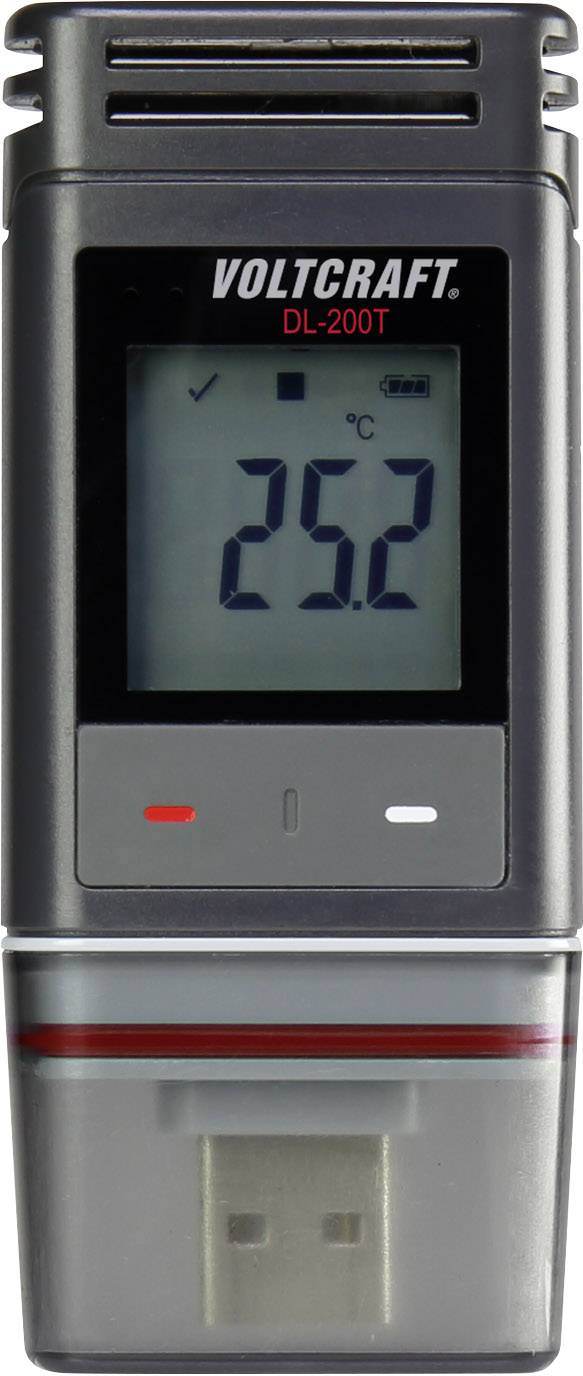 A digital data logger with a USB port displays 25.2 degrees Celsius on the display. Suitable for temperature monitoring.