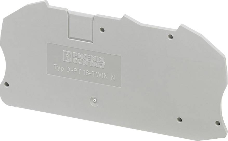 Grey-white cover with the inscription 'PHOENIX CONTACT Type D-PT 16-TWIN N', rectangular shape with slightly irregular edges.