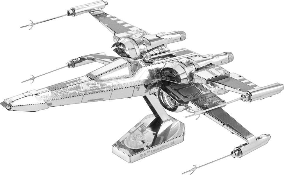 A detailed model of a futuristic spacecraft with wings and laser cannons, inspired by a well-known science fiction film.