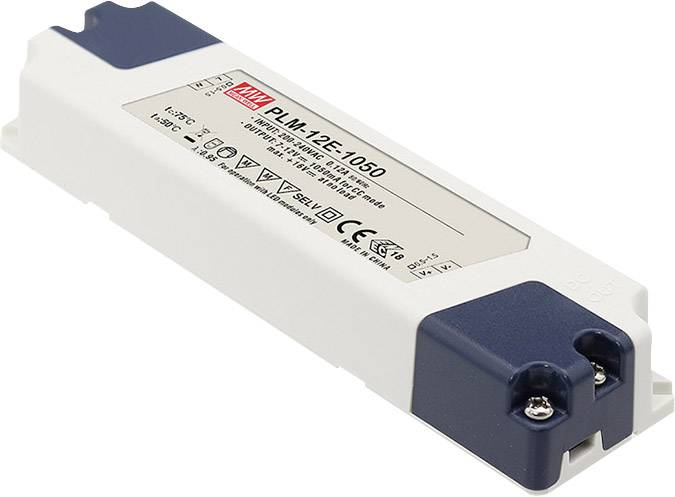 Mean Well PLM-12E-1050 LED driver Constant current 12 W 1.05 A 7 - 12 V DC not dimmable, Approved for use on furniture, Surge