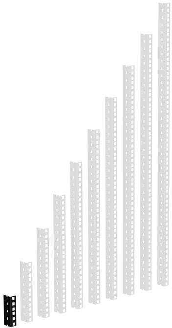 Various sizes of shelf brackets are shown, arranged from small to large to demonstrate different heights and capacities.