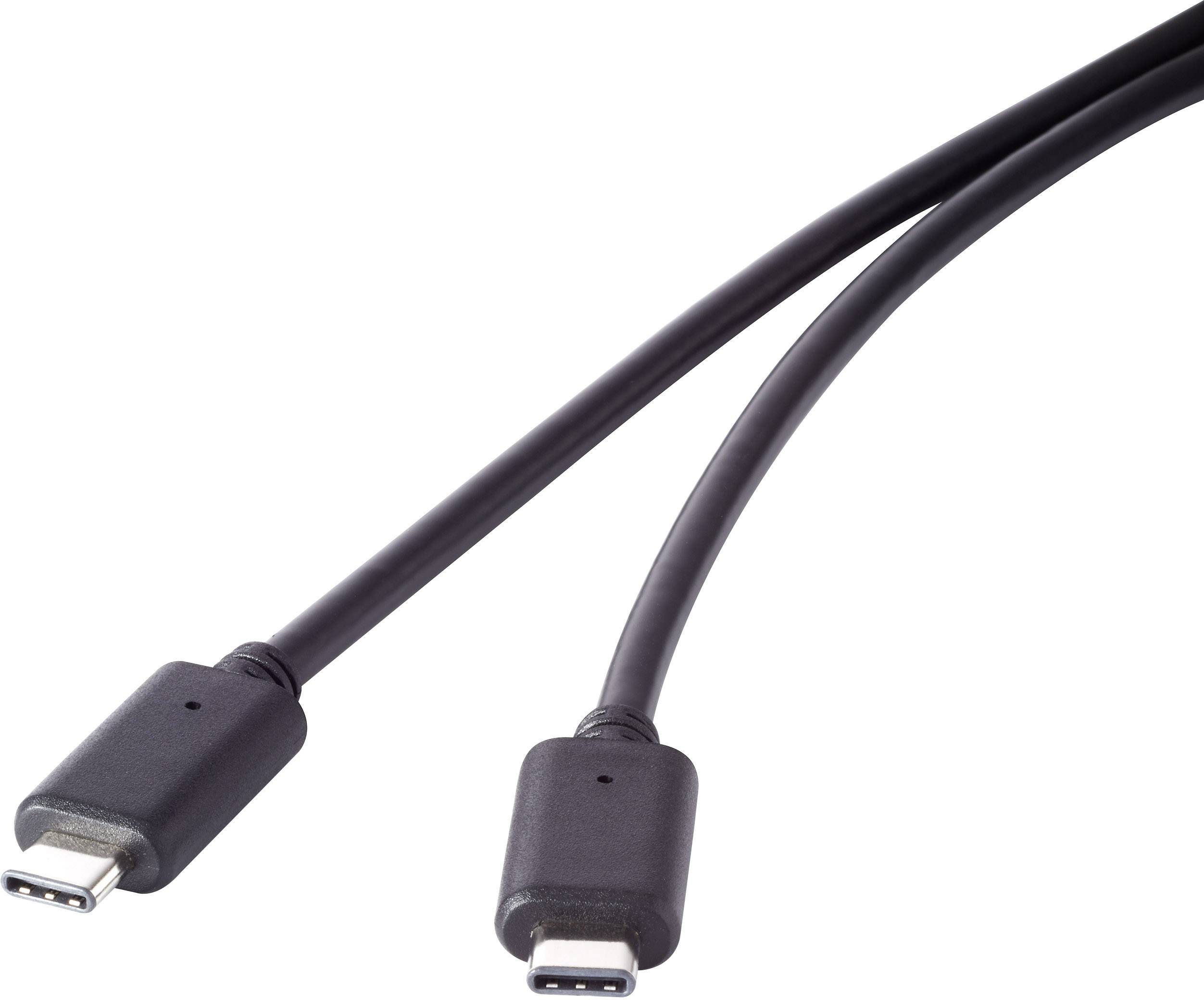 Two black USB-C cables with plugs at both ends, against a white background.