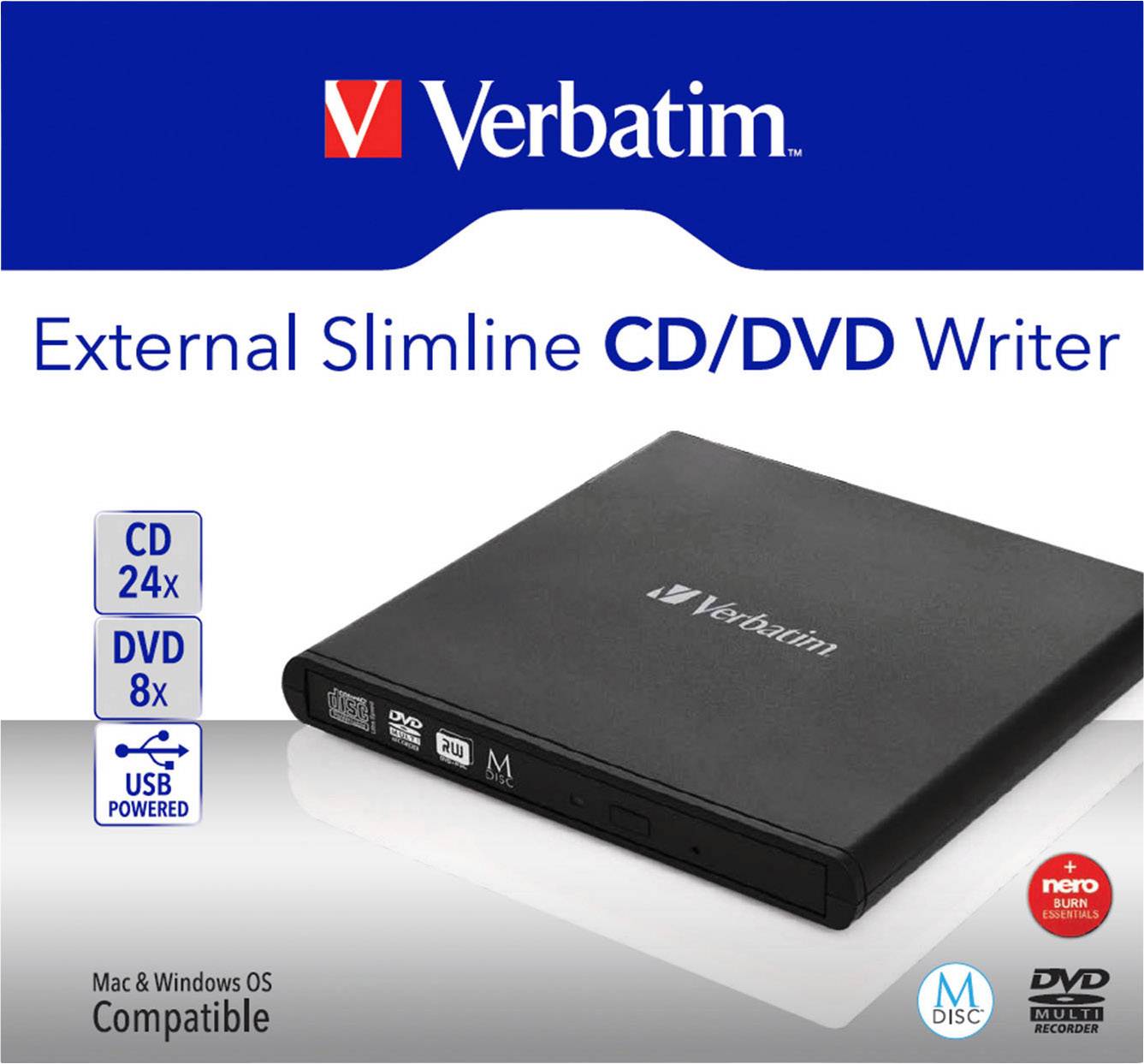Verbatim 98938 External DVD writer Retail USB A (USB 2.0) Black