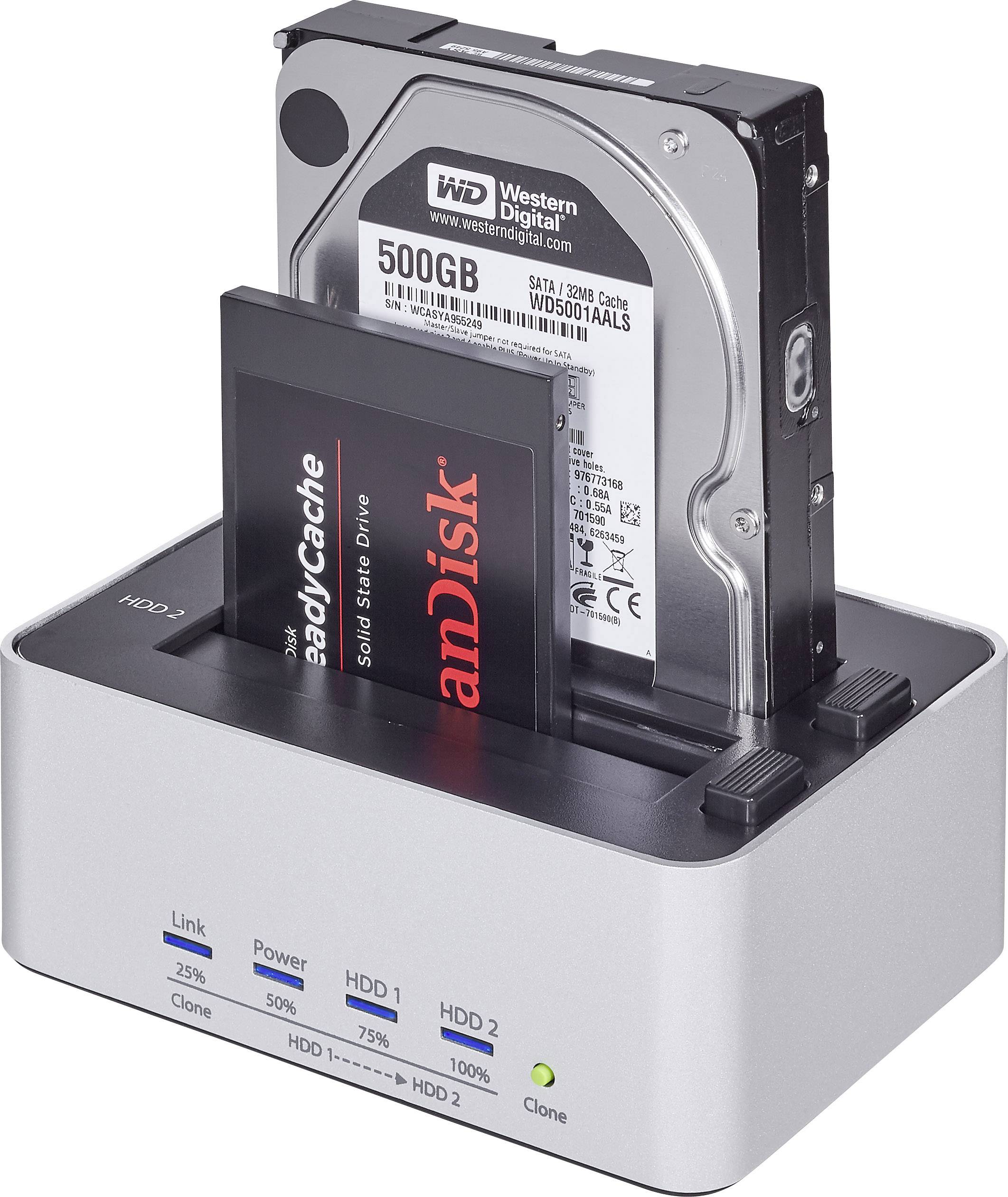 USB 3.2 1st Gen (USB 3.0) SATA 2 ports HDD docking station Clone function