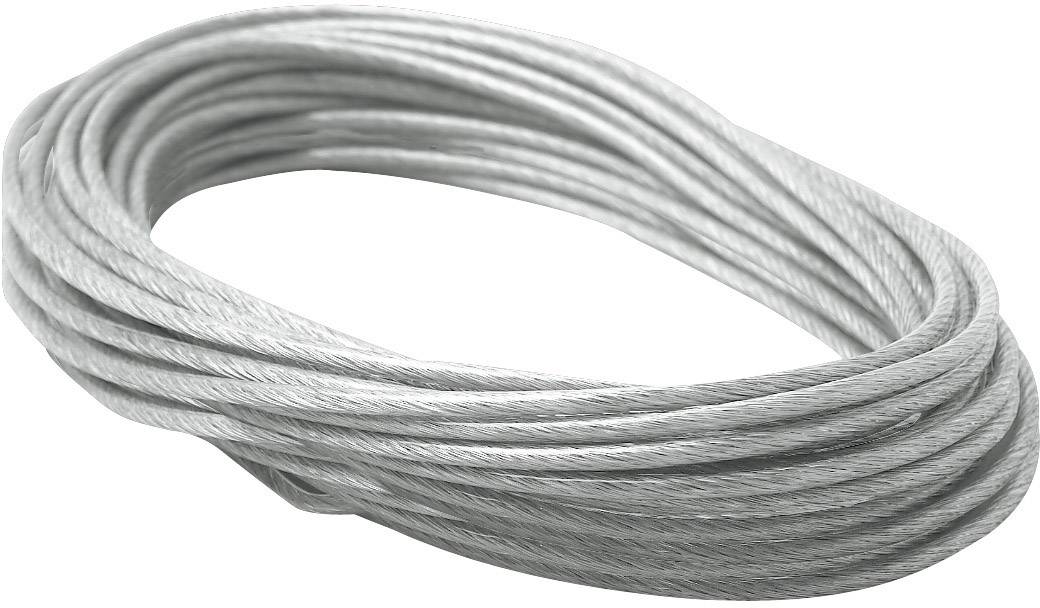 A coiled piece of silver-coloured wire rope, likely intended for construction or engineering purposes.