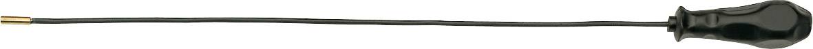 A long, thin black winding key with a ridged handle.
