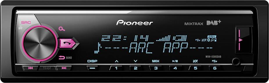 Pioneer MVH-X580DAB Car stereo DAB+ tuner, Steering wheel RC button connector, Bluetooth handsfree set