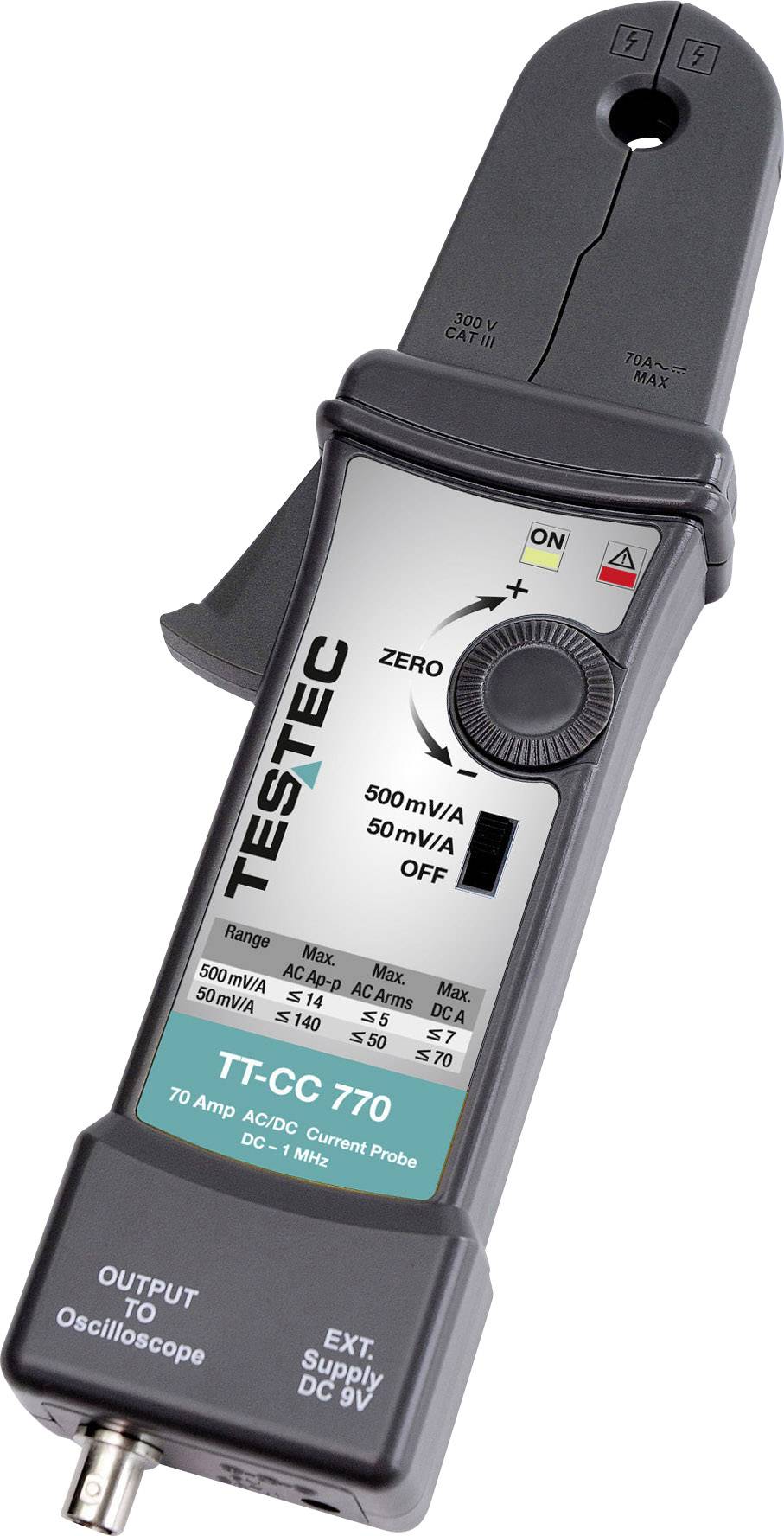 Testec TT-CC 770 Clamp meter adapter A/AC reading range: 20 mA - 70 A A/DC reading range: 20 mA - 70 A