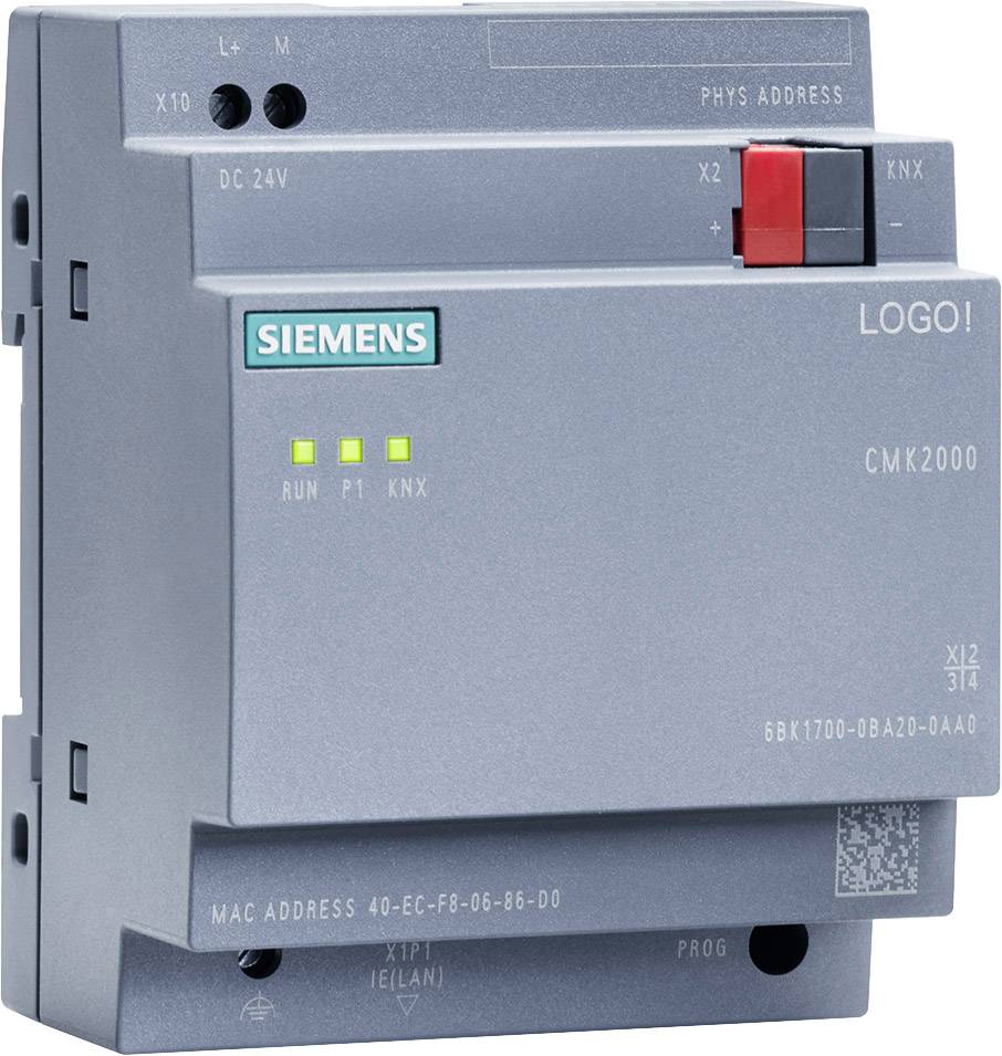 Grey electronic device with Siemens logo, displaying LEDs with 
