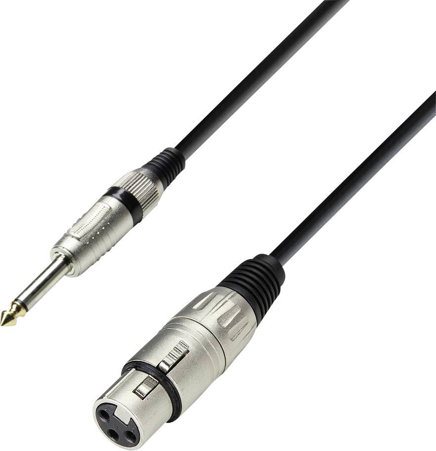 Adam Hall K3MFP0100 XLR Cable [1x XLR socket - 1x Jack plug 6.35 mm] 1.00 m Black