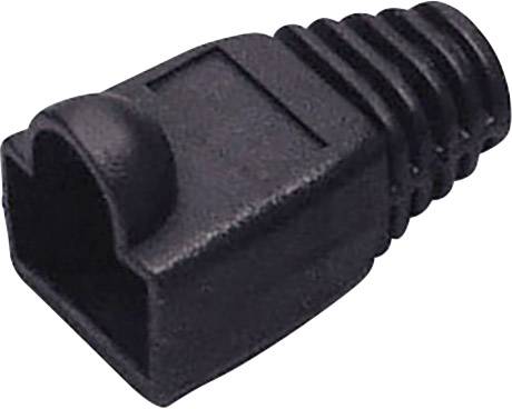 Black plastic RJ45 dust cap that protects the plug contact and increases the cable's lifespan.