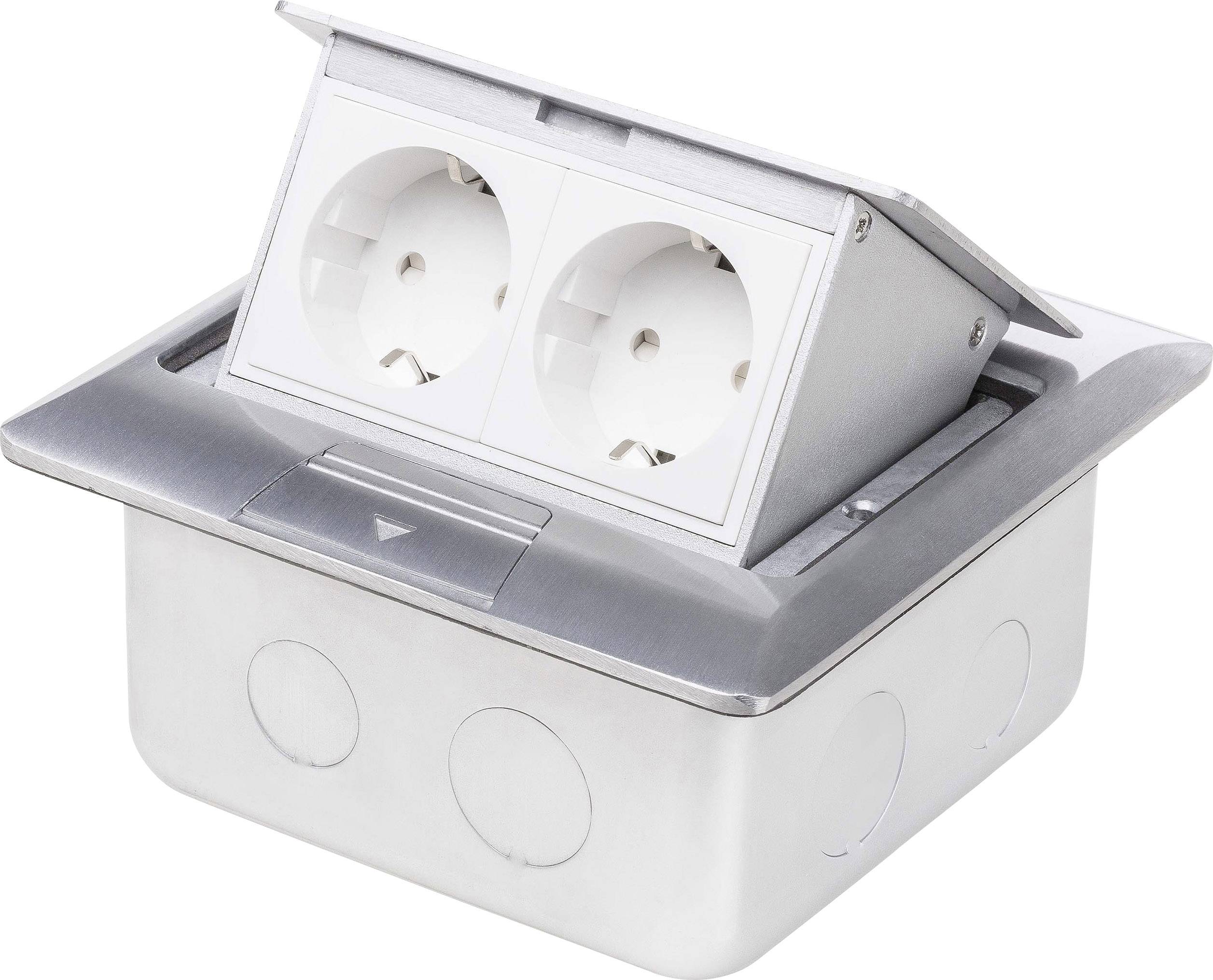 LEDmaxx 105625 2x Floor socket Child safety IP20 Aluminium