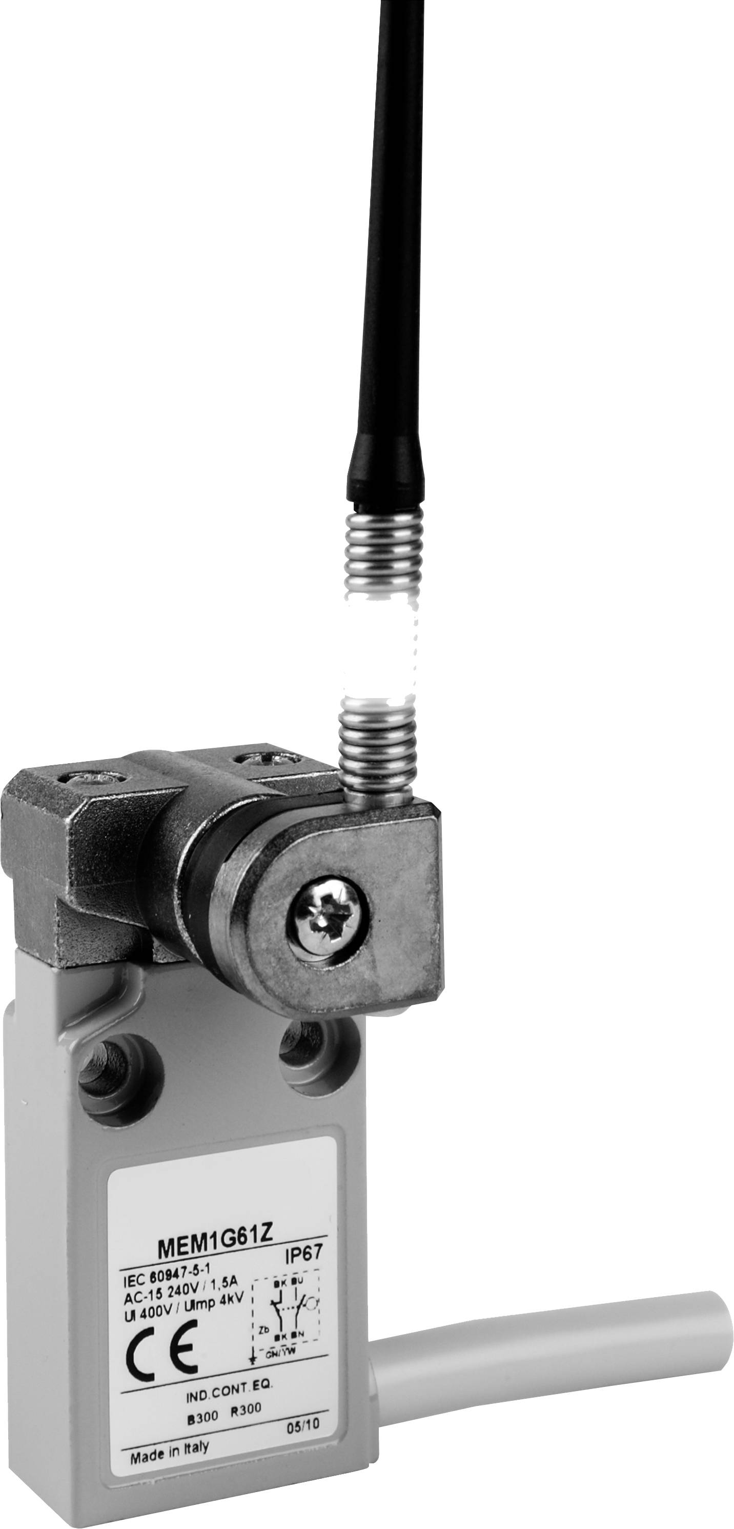 A switch with lever and antenna, featuring CE marking and IP67 protection rating.