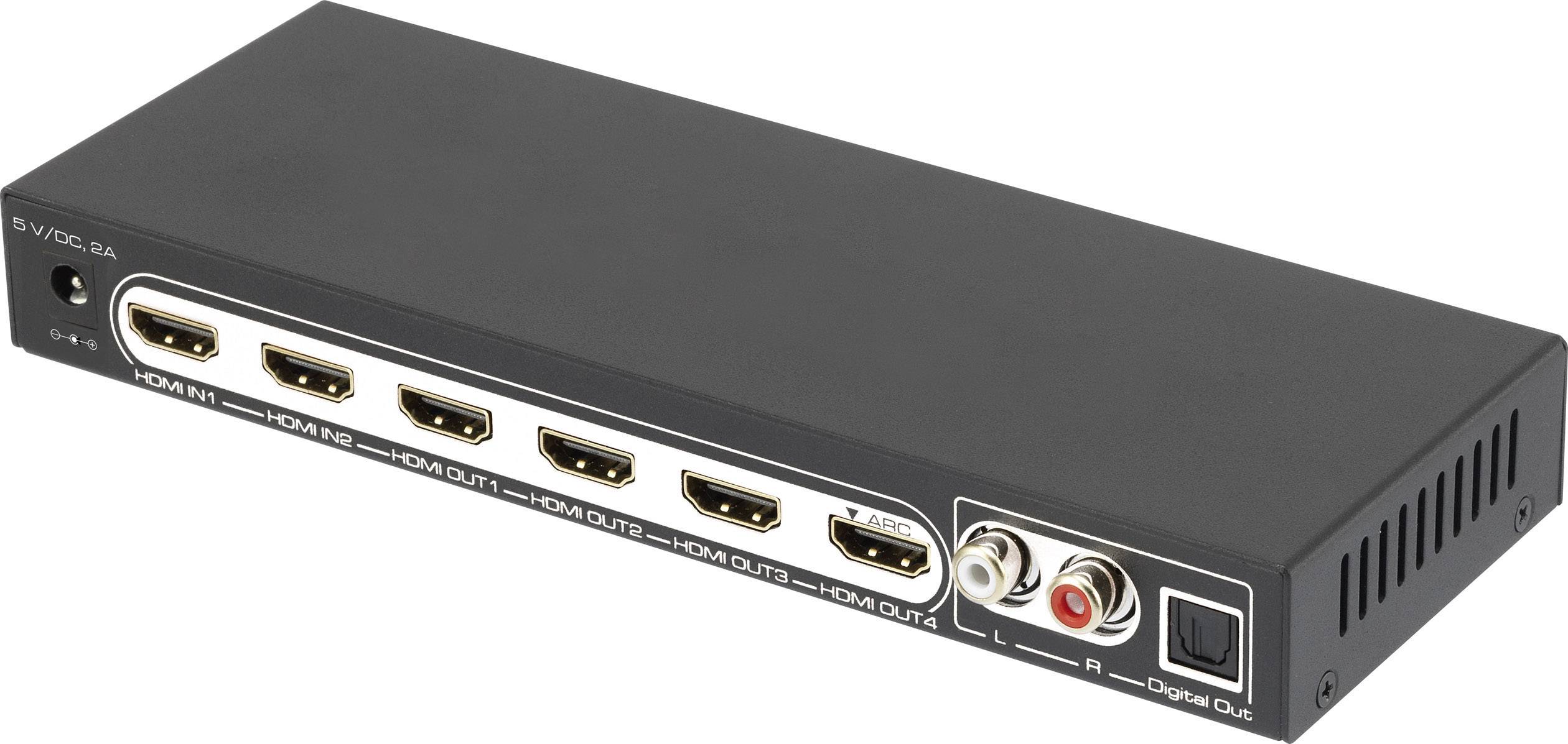 SpeaKa Professional 4 ports HDMI splitter + audio ports, + remote control 3840 x 2160 p Black