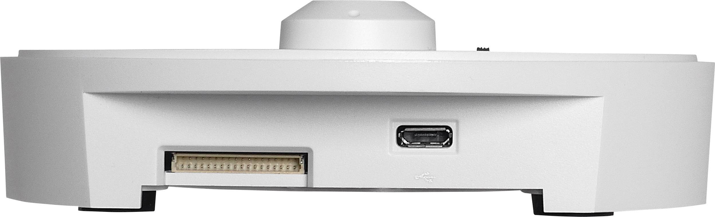 The rear side of a white device with two ports: on the left a wider port and on the right an HDMI port.