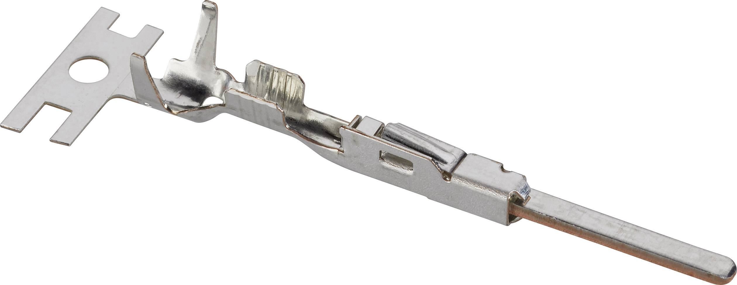 Metallic plug contact with multiple curved and flat elements, likely for electrical connection in a plug.