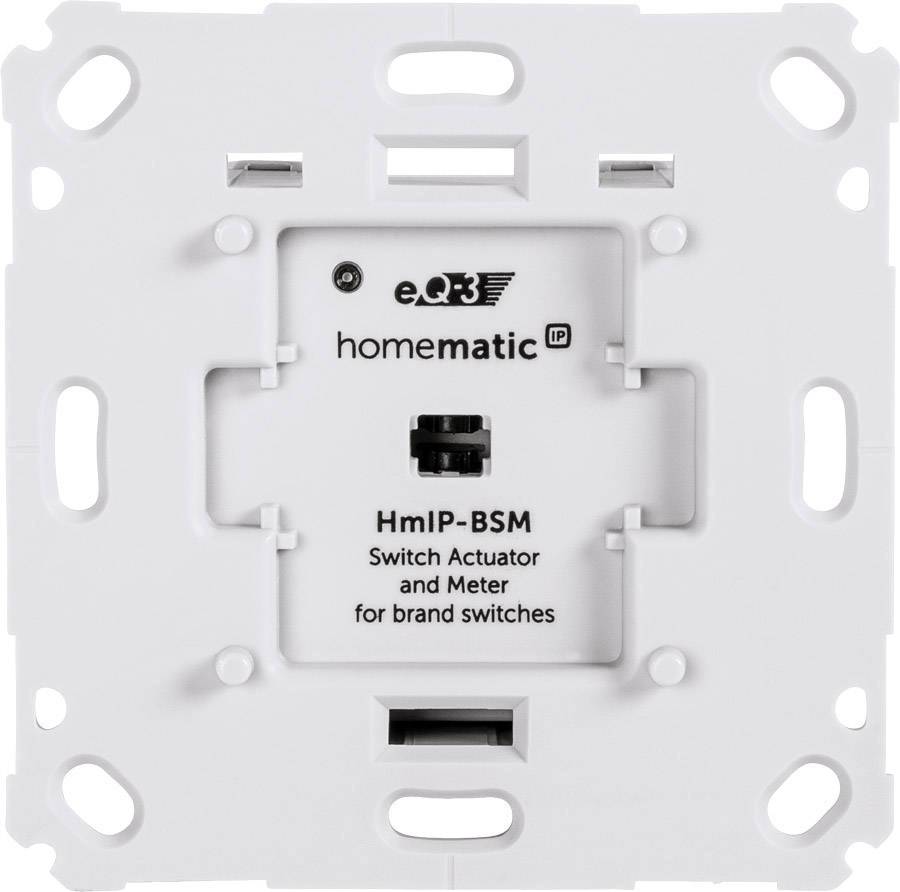 Counted user interface of the Homematic IP switching actuator HmIP-BSM for controlling brand switches, rectangular design.