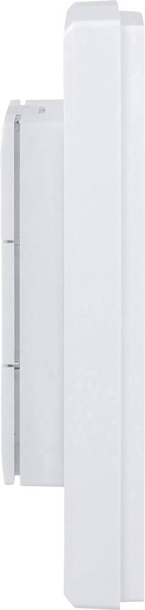 A side view of a white compact electrical device with rounded corners and a smooth, matte surface.