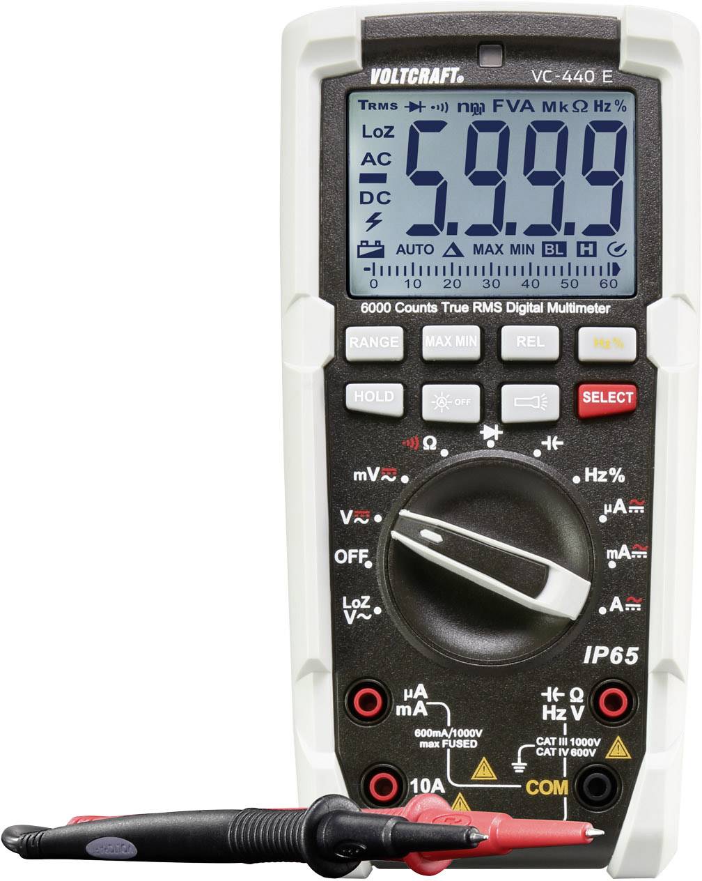 Digital Multimeter VC-440 with large display, showing reading of 5.99 AC. Buttons and rotary dial for various measurement functions.