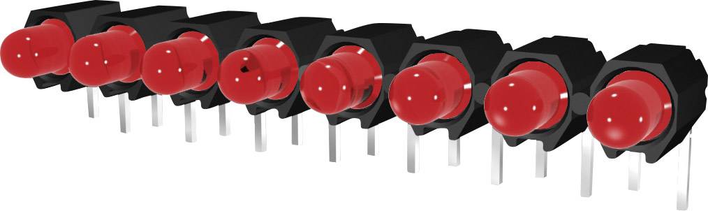 Red LEDs mounted in a row, showing a group arrangement of electronic components.