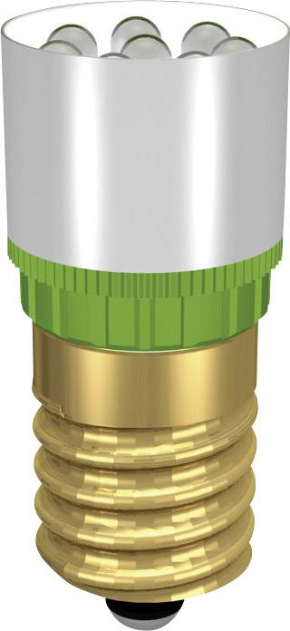 LED lamp with green and gold base.