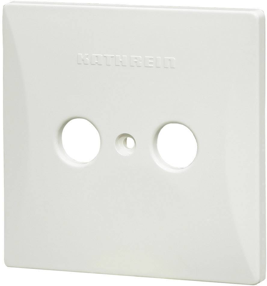 White cover plate with two holes and the 'KATHREIN' brand engraved at the top, likely intended for sockets or switches.