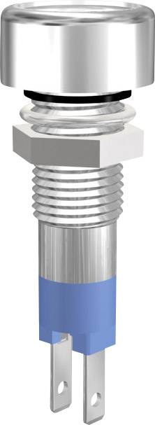 Metal switch with blue casing, thread and two connections.