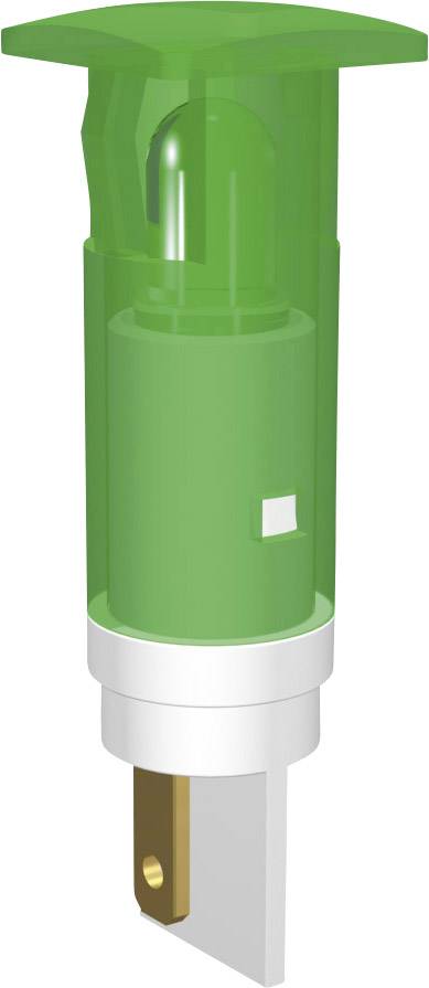 Green, transparent plastic switch with golden connector parts, perfect for electrical devices or lighting circuits.