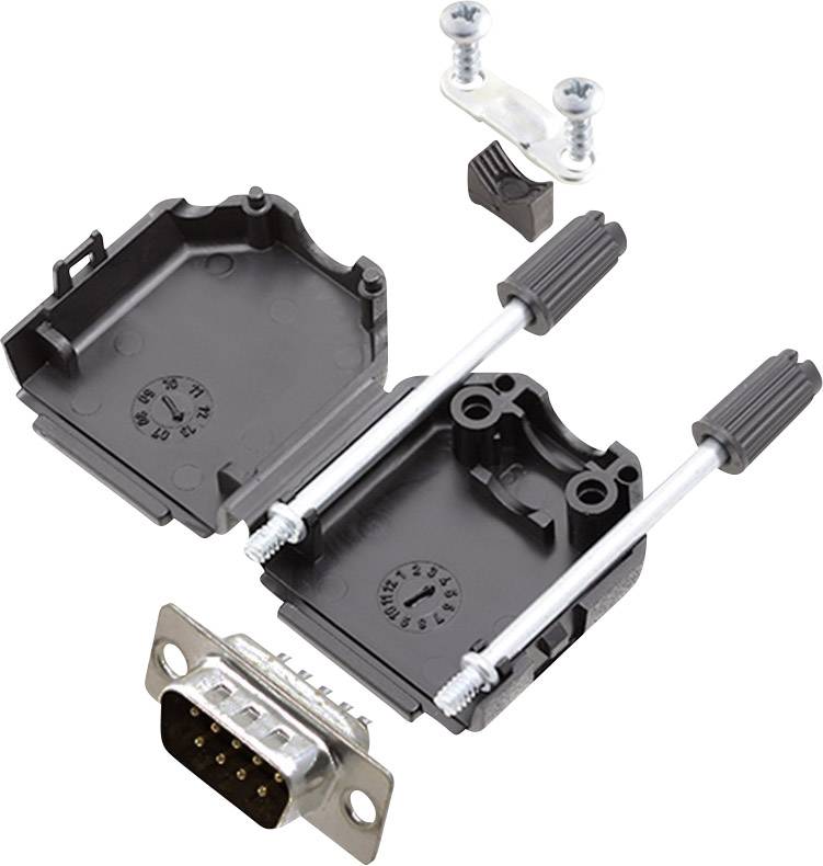 encitech DPPK09-BK-DBP-K 6355-0001-01 D-SUB pin strip set 180 ° Number of pins: 9 Solder bucket 1 Set