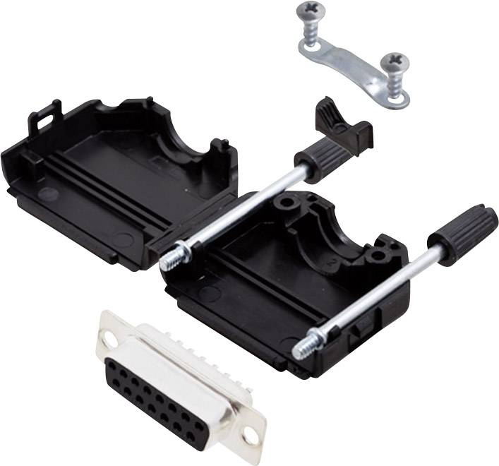 encitech DPPK15-BK-DBS-K 6355-0001-12 D-SUB receptacle set 180 ° Number of pins: 15 Solder bucket 1 Set