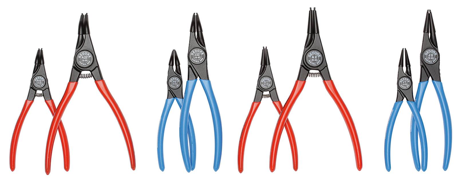 Gedore 2148692 Circlip pliers set Suitable for Outer and inner rings 12-25 mm, 19-60 mm 10-25 mm, 19-60 mm Tip shape (details)