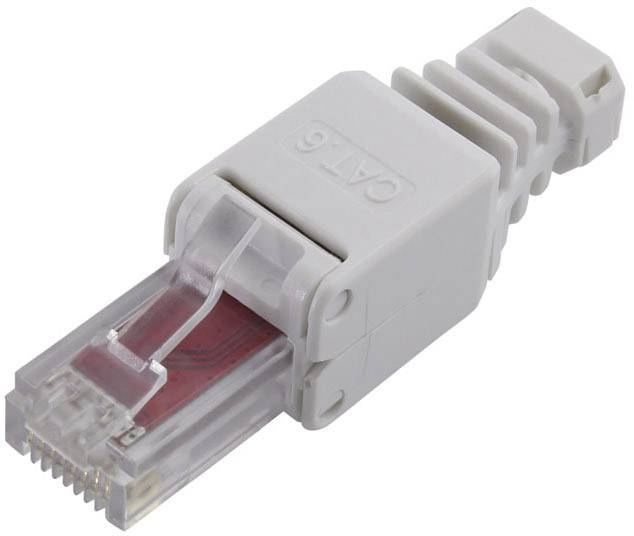 TRU COMPONENTS RJ45 connector, Cat 6 Plug, straight No. of pins (RJ) 8 Grey 1 pc(s)