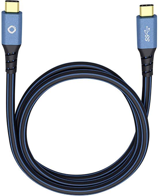 Oehlbach USB cable USB 3.2 1st Gen USB-C® plug, USB-C® plug 1.00 m Blue gold plated connectors 9351