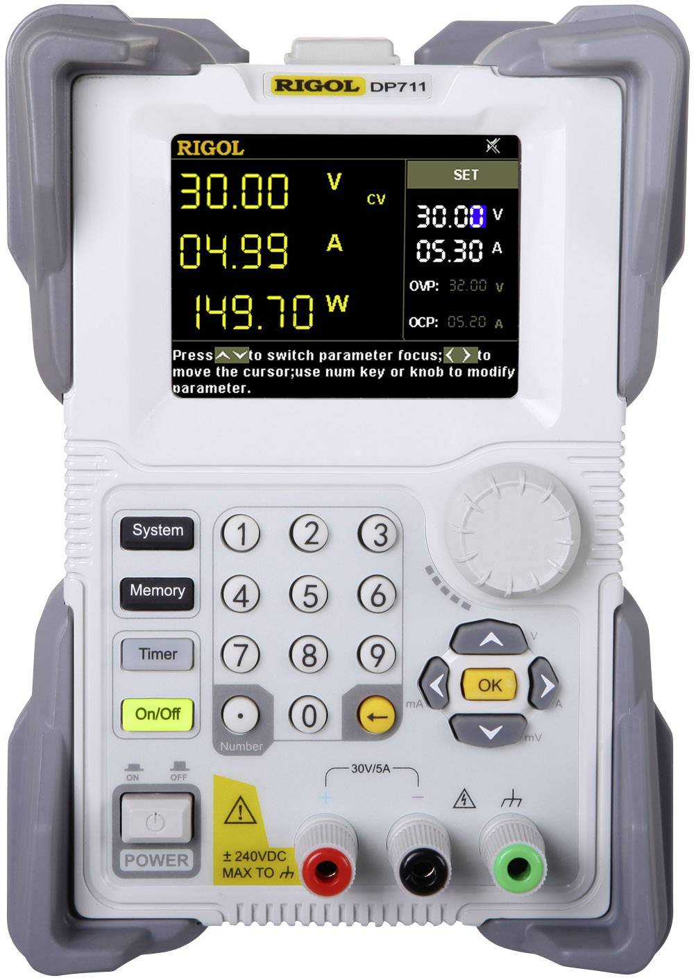 Rigol DP711 Bench PSU (adjustable voltage) 0 - 30 V 0 - 5 A 150 W RS232 remote controlled, OVP, programmable No. of outputs 1 x