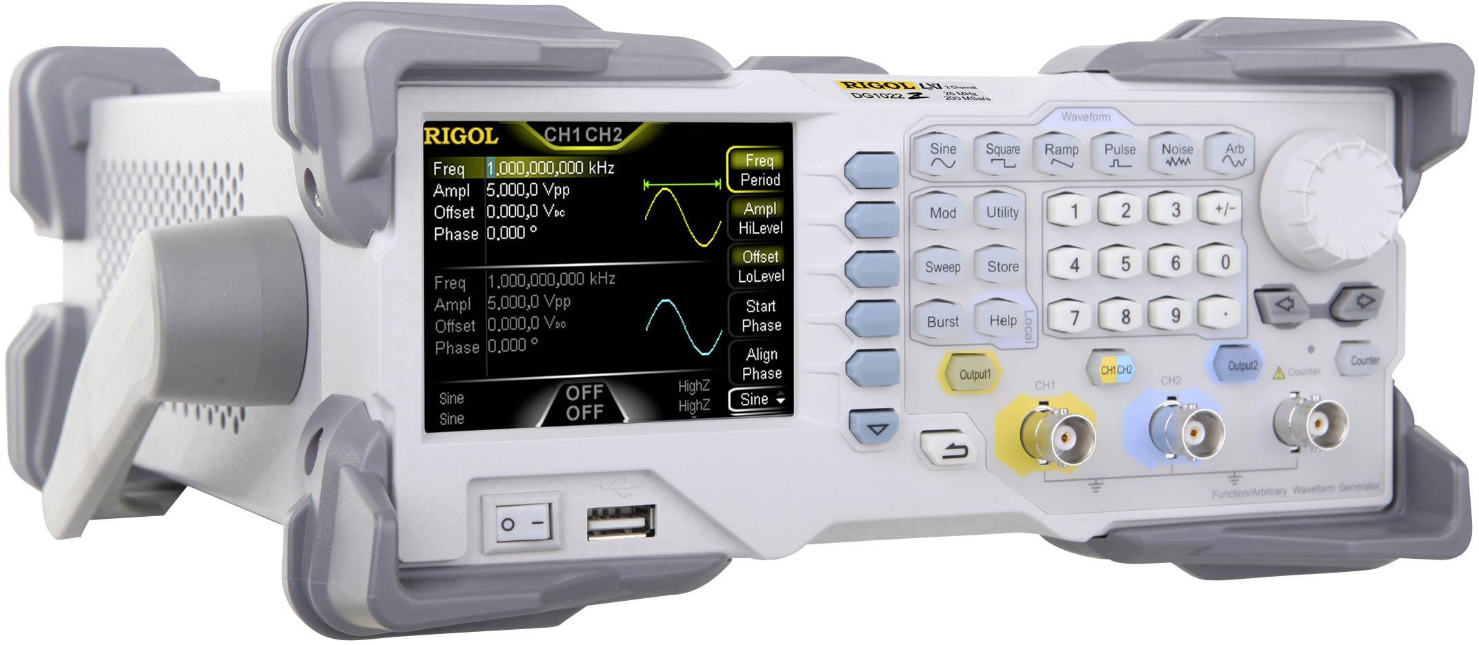 Rigol DG1022Z Function generator 1 µHz - 25 MHz 2-channel Sinus, Rectangle, Triangle, Noise, Arbitrary