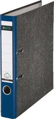 A blue Leitz lever arch file. It stands slightly angled and is ready to receive documents.