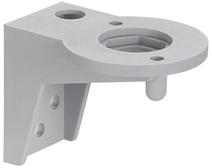 Grey, round plastic holder with two mounting holes, suitable for wall mounting.