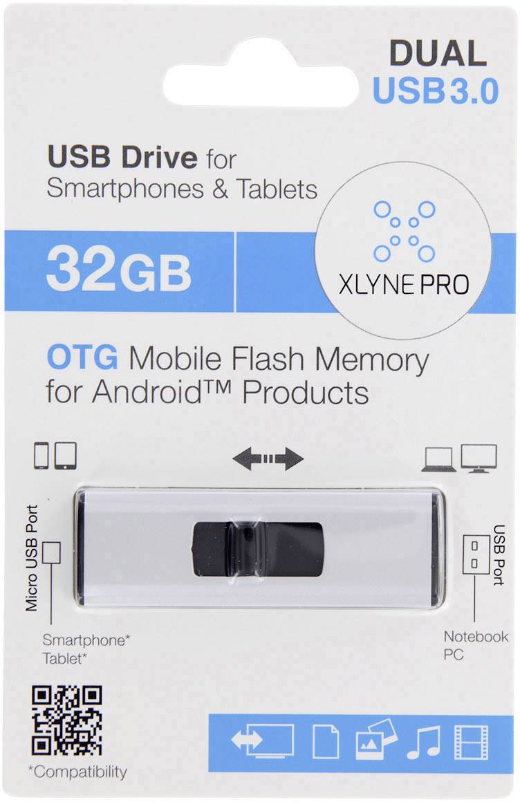 Xlyne "OTG" USB smartphone/tablet extra memory Silver 32 GB USB A (USB 3.2 1st gen), Micro USB B (USB 2.0)