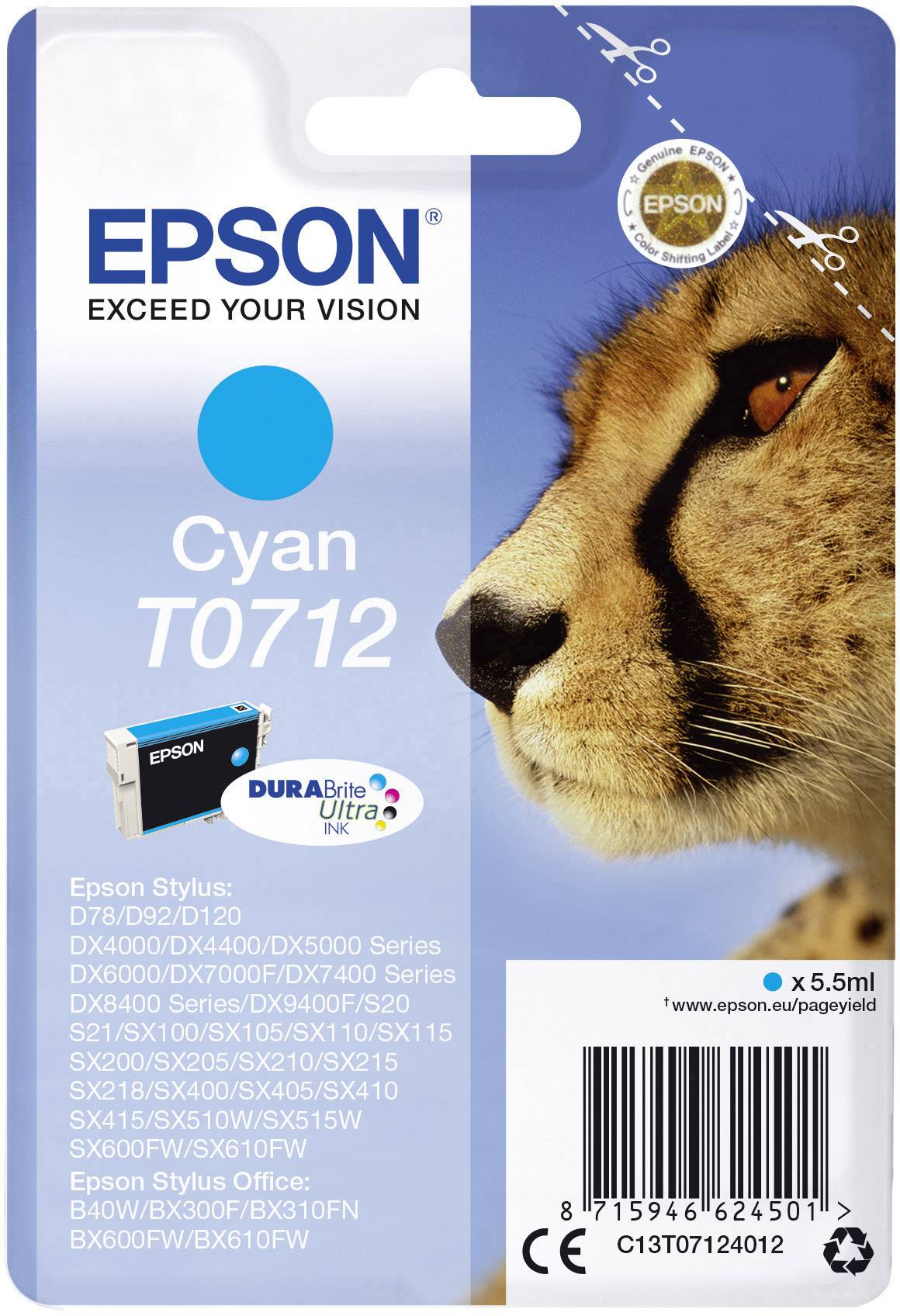 Epson Ink T0712 Original Cyan C13T07124012