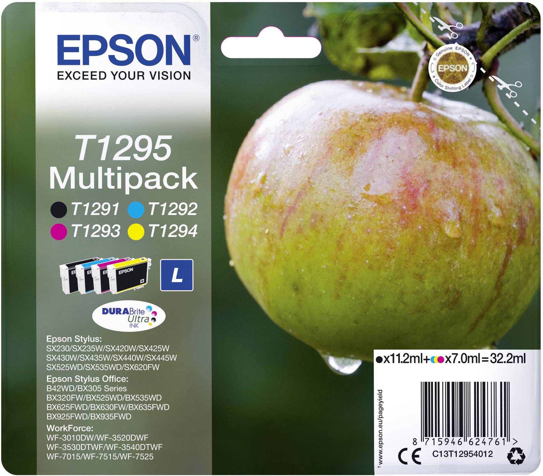 Epson Ink cartridge T1295 Original Set Black, Cyan, Magenta, Yellow C13T12954012
