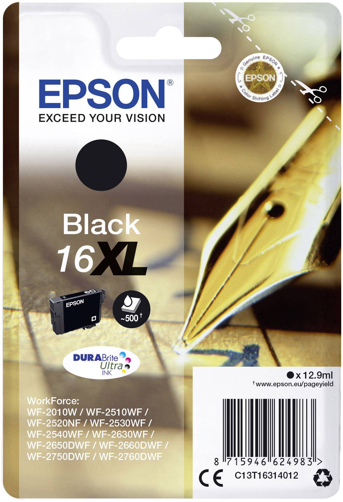 Epson Ink T1631, 16XL Original Black C13T16314012