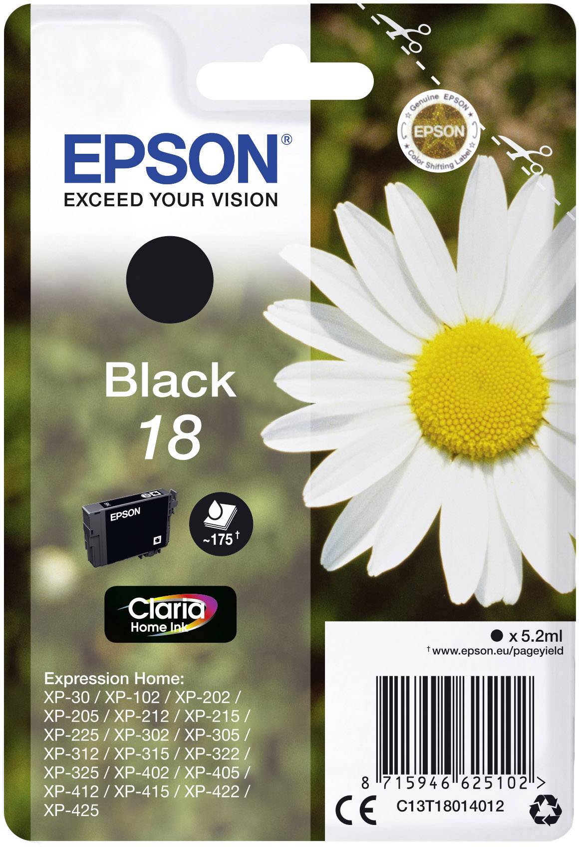 Epson Ink T1801, 18 Original Black C13T18014012