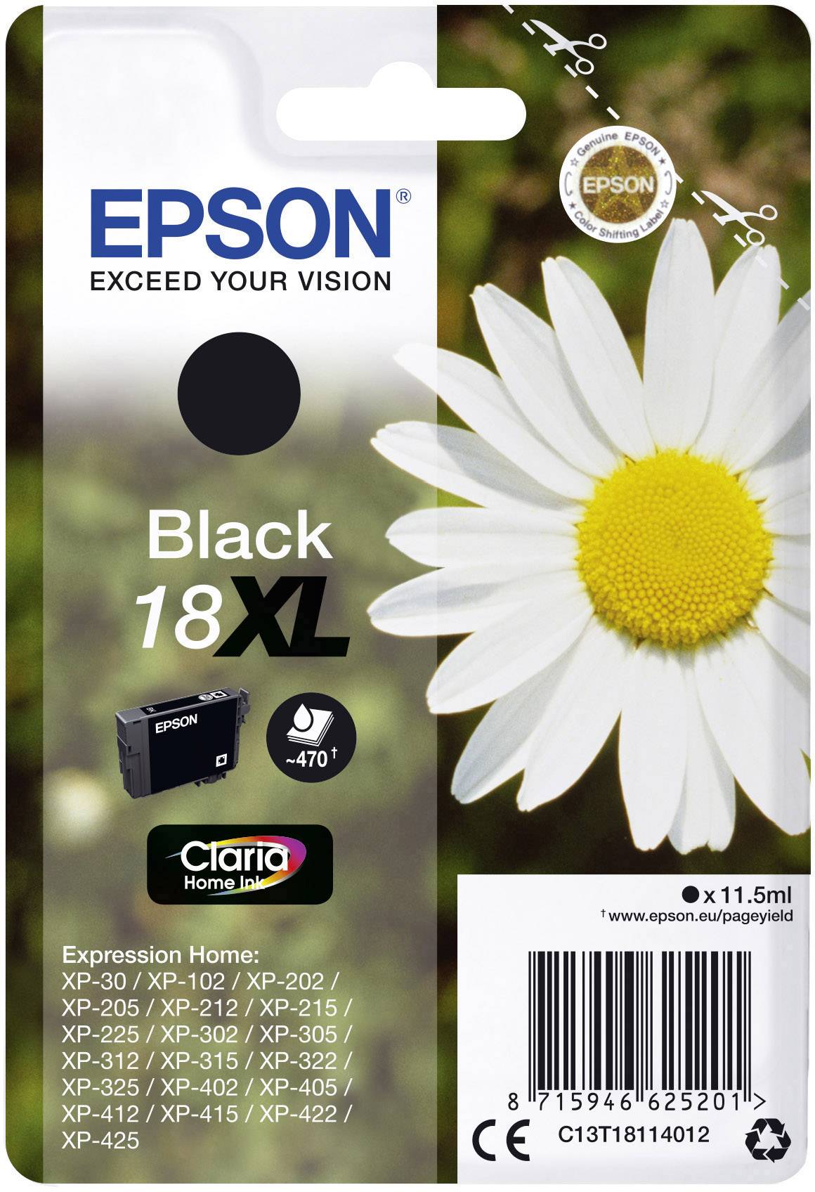 Epson Ink T1811, 18XL Original Black C13T18114012