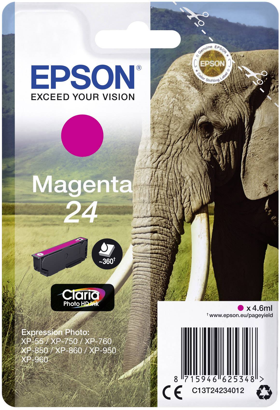 Epson Ink T2423, 24 Original Magenta C13T24234012